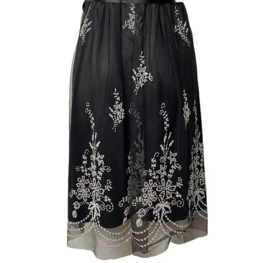 Onyx Sparkle Beaded Floral Little Black Party Dress Size 10 - Picture 9 of 14
